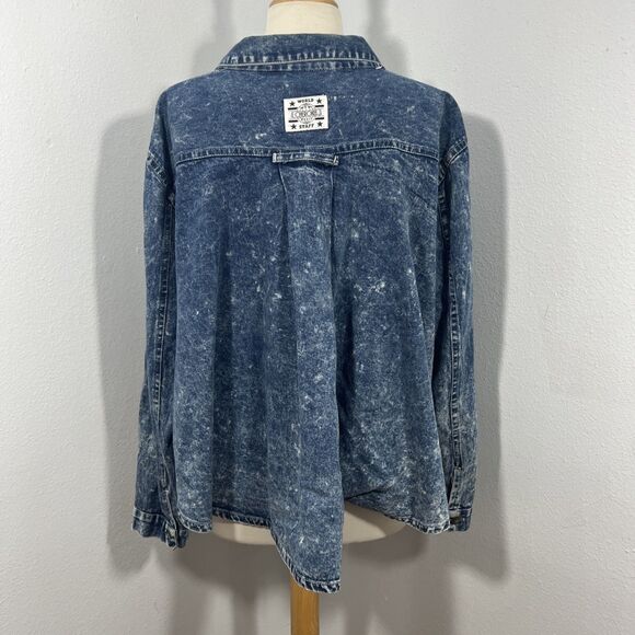 Vtg Cherokee Denim Jacket Womens M Acid Wash Hi‎ Low 80s Y2K Made USA - Picture 4 of 10
